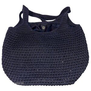 The Sak Originals Navy Blue Knit Tote Bag With Dual Shoulder Straps